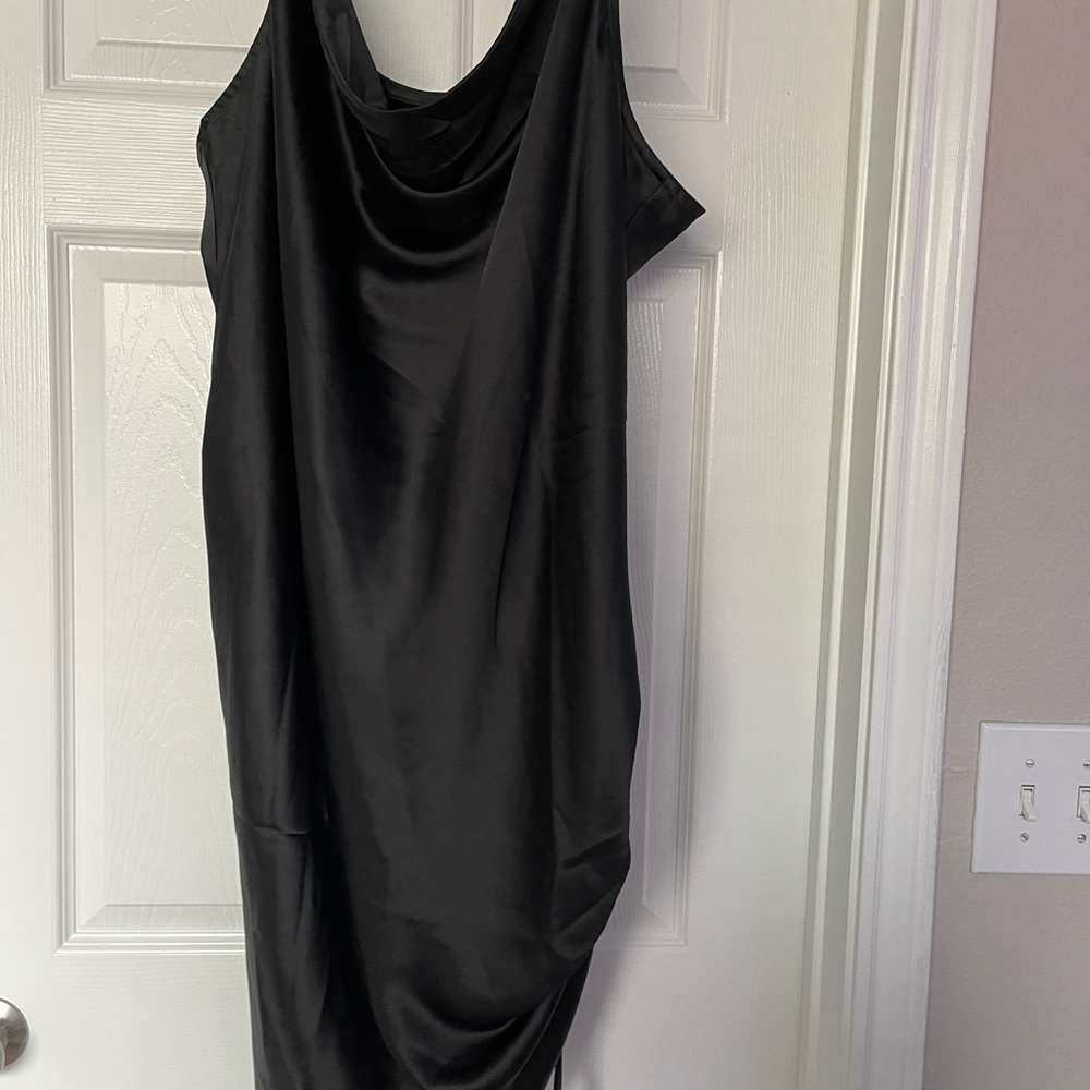 Black satin midi dress, Forever 21